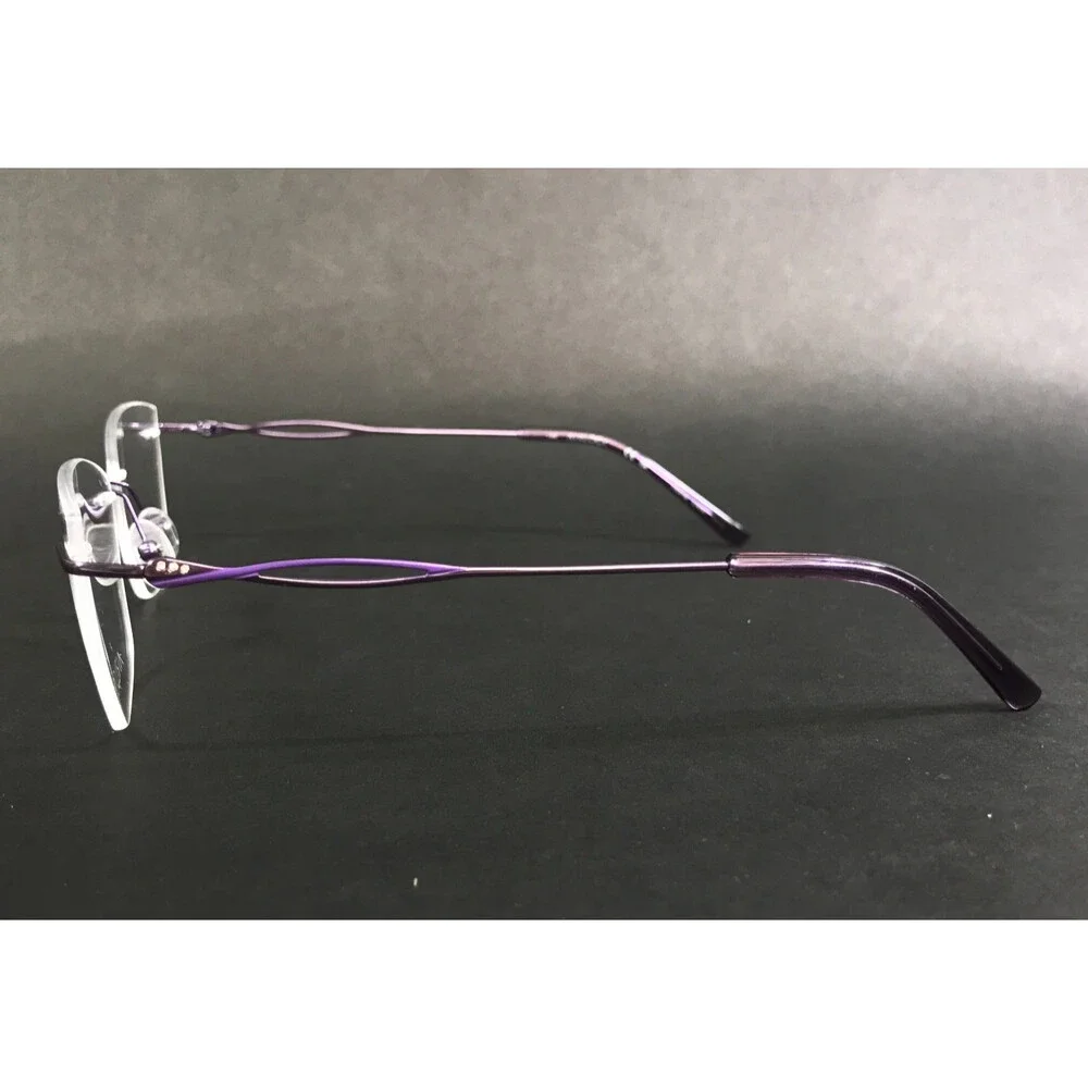 Airlock Eyeglasses Frames Skye 202 502 Purple Rimless Cat Eye Titanium 52-18-140